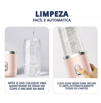 Mini Liquidificador Mixer Processador Portátil Casa Camping Carro Recarregável 2 Copos Bivolt